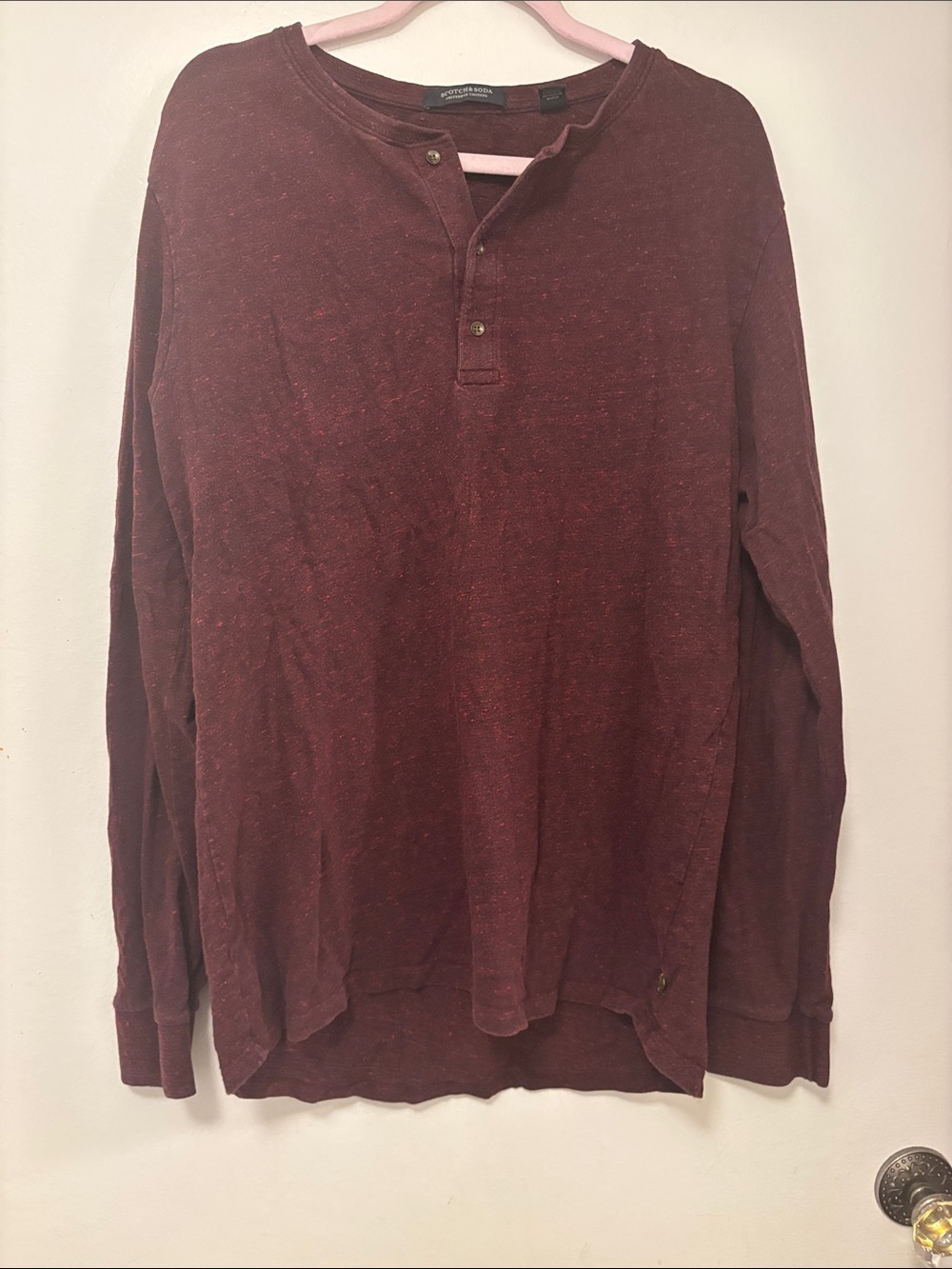 Scotch & Soda Maroon Long-Sleeve Henley